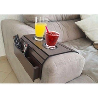 Bandeja Esteira de Madeira para braço de sofá Com porta controle