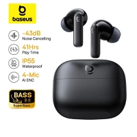 Fones de Ouvido Bluetooth 6.0 ANC -43dB Baseus Bass EP10 NC True Wireless