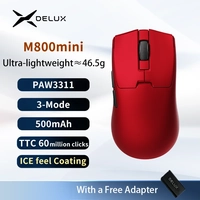 [APP] Mouse Gamer Sem Fio Delux M800mini, 46g, Sensor PAW3395, 1KHz, Compacto