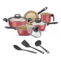 Jogo De Panelas 8 Peças Teflon Antiaderente C Tampa De Vidro