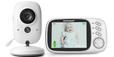 Babá Eletrônica com Câmera Tela LCD3,2', Áudio, Visão Noturna, P/Segurança e Vigilância