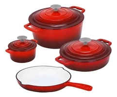 Kit 4 Jogo Panela Xanten Vermelho Antiaderente Ferro Forjado Kit Xanten