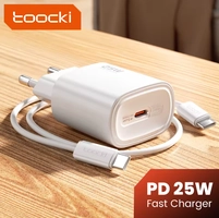 [R$6 Moedas/APP] Carregador Toocki 25W Fast Charger + Cabo de Carregamento USB C de 1 Metro