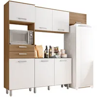 Cozinha Compacta 4 Peças Lia – Poliman - Carvalho / Branco | R$ 574