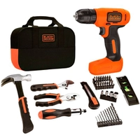 Kit Parafusadeira/Furadeira a Bateria 8V 1,5A + Bolsa + 54 Acessórios - BLACK+DECKER-LD008KA - R$199