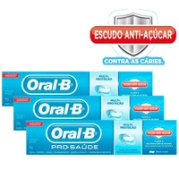 Kit com 3 Cremes Dentais Oral-B Pró-Saúde com Escudo Anti-Açúcar