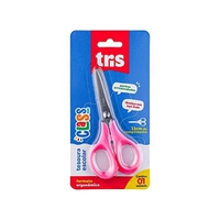 Tesoura Escolar Tris 13 cm Rosa com Cabo Ergonômico Unidade