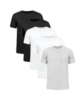Kit 5 Camisetas Masculinas Básicas 100% Algodão Penteado (Duas Pretas, Duas Brancas, Mescla, G)