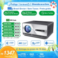 [Envio do Brasil] Projetor PG600W Android WiFi Full HD 1080P, DLP PK com Espelhamento de Tela, roda 4K, 21000 Lumes