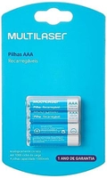 Pilhas AAA Recarregáveis 1000mAh c/ 4 Unidades