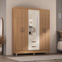 Guarda-Roupa Casal Atualle Real 6 Portas 2 Gavetas com Espelho Canelato 3D Natura Off White