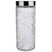 Pote Redondo Euro Home Rattan em Vidro e Inox – 2 L