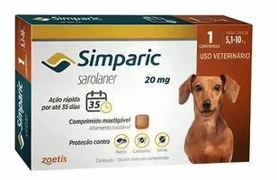Antipulgas e Carrapatos Simparic 20mg para Cãesq 1 comprimido 