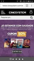 50% desconto na inteira Cinesystem