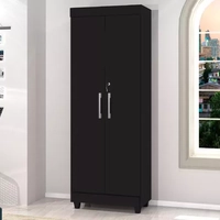 Armário Multiuso Lavanderia Com Chave 2 Portas 1,80m Texas Preto J&A