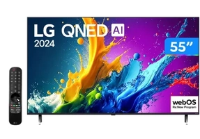 Smart TV 55" 4K QNED LG 55QNED80TSA WebOS 24 Processador α5 Ger7 Wi-Fi Bluetooth com Alexa e Chromecast 3 HDMI 2 USB