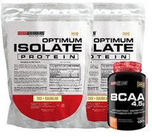 Kit 2x Optimum Isolate Whey Protein 2kg Baunilha + Bcaa 100g - Bodybui