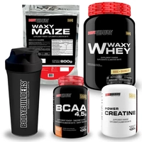 Kit Whey Protein Waxy Whey 900g + Waxy Maize 800g + Power Creatina 100g + BCAA 100g + Coqueteleira - BodyBuilders Suplemento em Pó