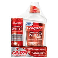 Kit Enxaguante Bucal Colgate Luminous White 500ml + 1 Creme Dental Luminous White 70g