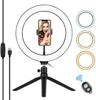 Anel de LED de 10 polegadas com suporte para celular e com controle remoto R$127