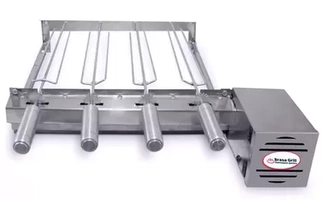 Kit Grill Inox Gira 4 Espetos p/ Churrasqueiras Pré-moldadas de 55cm Único Andar - Brasa Gril