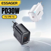 [R$10,57 Moedas/ APP] Carregador Essager 30w, Carregador Rápido, Carregador usb-c