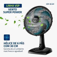 Ventilador de Mesa Mondial 220/110V, 30cm, 6 pás, Super Power - VSP-30-AP