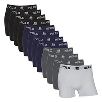 Kit de 12 cuecas boxer Polo Wear, Masculino, Preto/Marinho/Cinza/Branco, M,G,GG