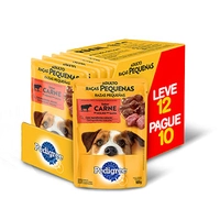 Ração Úmida Pedigree Sachê Carne ao Molho para Cães Adultos de Raças Pequenas - Leve 12 Pague 10