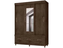 [BUG]Guarda-roupa Casal com Espelho 3 Portas - de Correr 3 Gavetas Araplac E20033