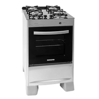 SUGGAR - Fogão 4 Bocas Neo Glass Prata com Acendimento Automático