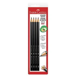 (R$ 5,31 +por-) Lápis Grafite Nº 2 Preto Faber Castell 4 Unidades