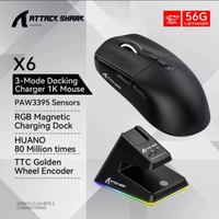 [APP/TAXA INCLUSA] Mouse Gamer Sem Fio Attack Shark X6, Sensor PAW3395, com Dock de Carregamento 