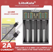 [R$38,05 Moedas / APP] Liitokala Carregador de Pilhas, Lii-402, Pilhas AA, AAA