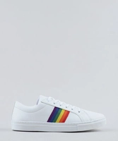 tênis masculino pride com faixa lateral arco-íris branco