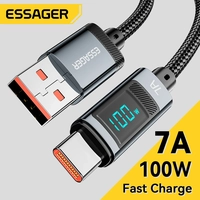 [Com Taxa] Cabo USB-A para Tipo C 100W com Display LED Super Rápido Essager 7A