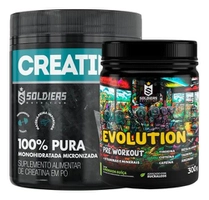 [2 unidades R$63 Cada] Kit Creatina 300g + Pré-Treino 300g Evolution Soldiers Nutrition