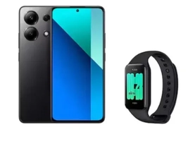 Smartphone Xiaomi Redmi Note 13 Preto, 256GB, Tela 6.7”, 8GB RAM, Câmera Tripla Traseira, Android 13 e Processador Octa-Core com Pulseira Inteligente