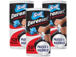 Pano de Limpeza Scott Duramax Reutilizável - 3 Pacotes com 58 Unidades Cada (Frete grátis App)| R$ 23