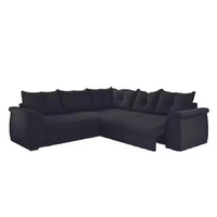 Sofá De Canto 5 Lugares Retrátil Qatar Suede Preto Preto - Blush