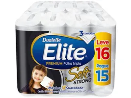 [APP Clube da Lu] 6x Papel Higiênico Folha Tripla Elite Soft Strong - 16 Rolos 20m