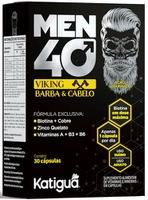 [ PRIME ]Katiguá Men 40 Viking Barba E Cabelo Com Biotina + Cobre Zinco Quelato Vitamina A + B3 + B6