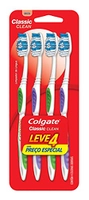(REC) Escova de Dente Colgate Classic Clean Macia 4 unidades | Cores Sortidas