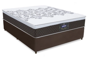[AME 1X + FRETE] Cama Box Casal Colchão Molas Ensacadas com Euro IN New York Marrom / Branco 138x188x66cm - Marrom
