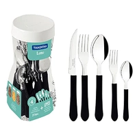 Faqueiro Tramontina Leme com Lâminas em Aço Inox e Cabos de Polipropileno Preto 20 Peças