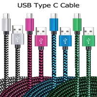 Cabo de Carregamento USB tipo C, 2.4A Fio trançado de nylon