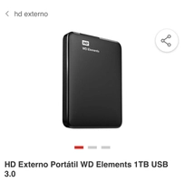 HD Externo Portátil WD Elements 1TB USB 3.0 - R$242 ( Com AME R$169,4)