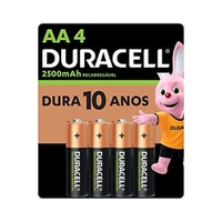 Pilha Duracell Recarregável AA com 4 Unidades