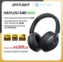[R$161 "MOEDAS"/TAXA INCLUSA] Headphone Haylou S40, Com Cancelamento de Ruído 50db ANC, Áudio 3D, LDAC, Hi-Res Áudio, Bluetooth 6.0 #Aliexpress 🇨🇳