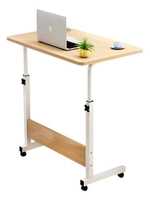 Mesa Lateral Ergonômica Multiuso Com Altura Regulavel E Rodinhas Mesinha Notebook Laptop Cama Sofá Ajustavel Cor Madeira Luvinco